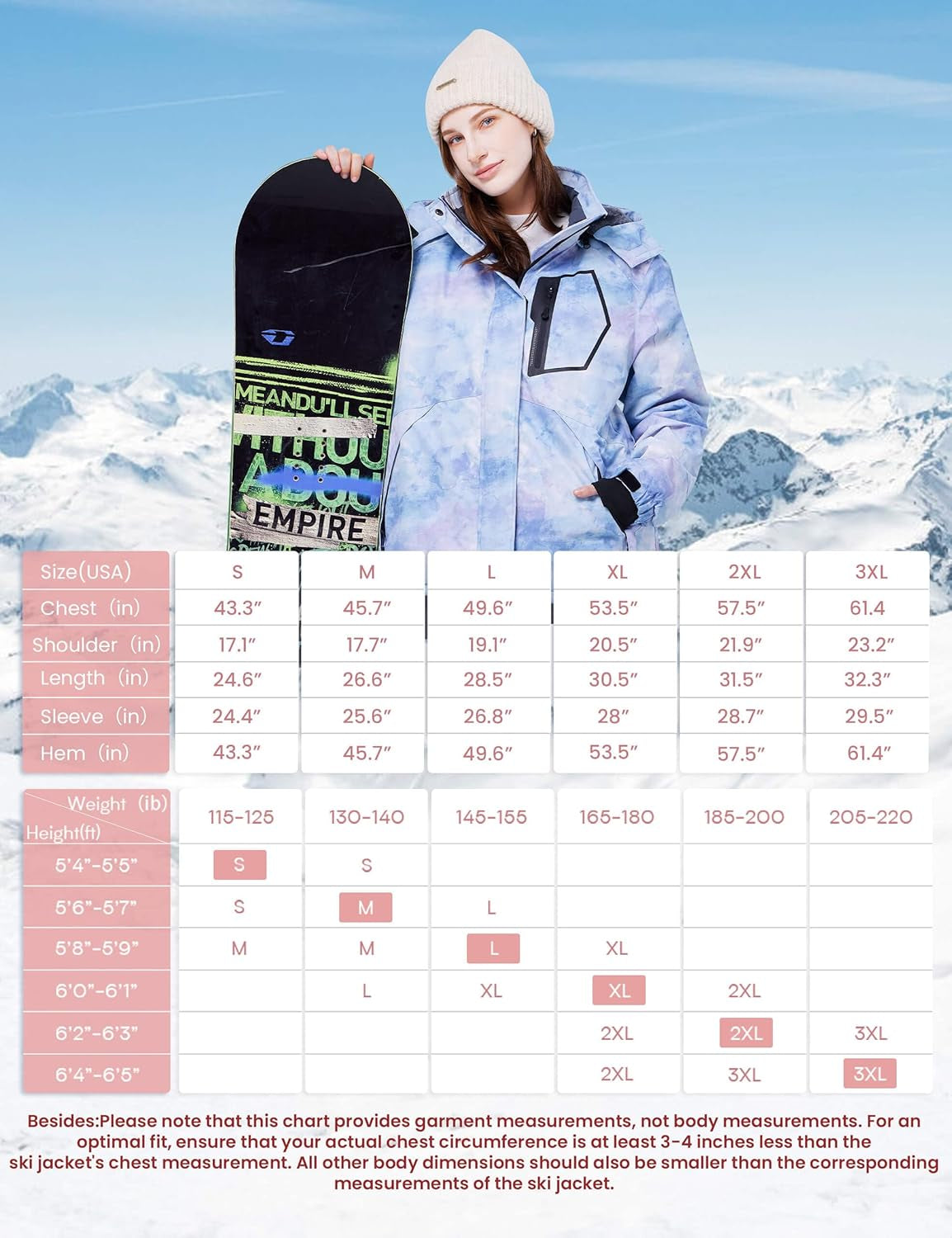 Women’S Waterproof Snow Ski Jacket Mountain Windproof Winter Coat with Detachable Hood
