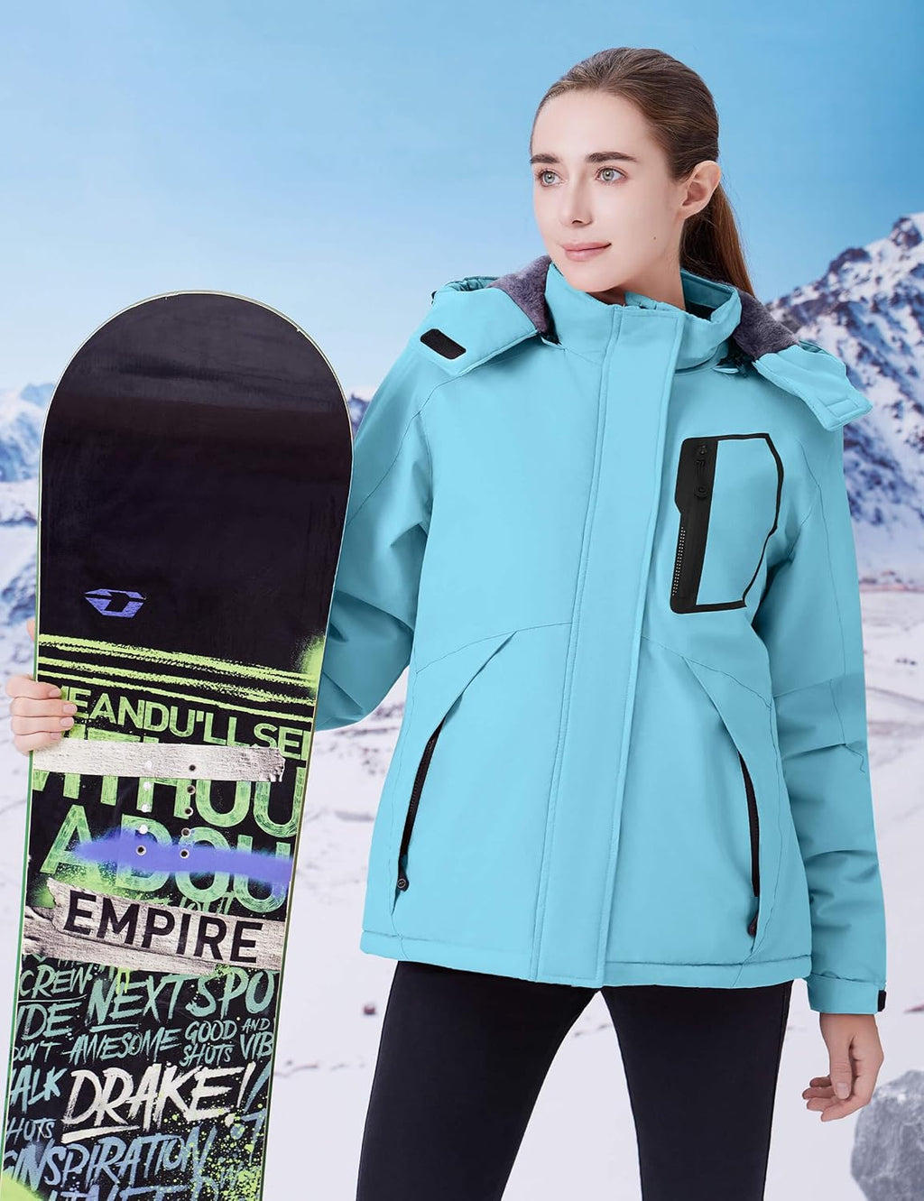 Women’S Waterproof Snow Ski Jacket Mountain Windproof Winter Coat with Detachable Hood