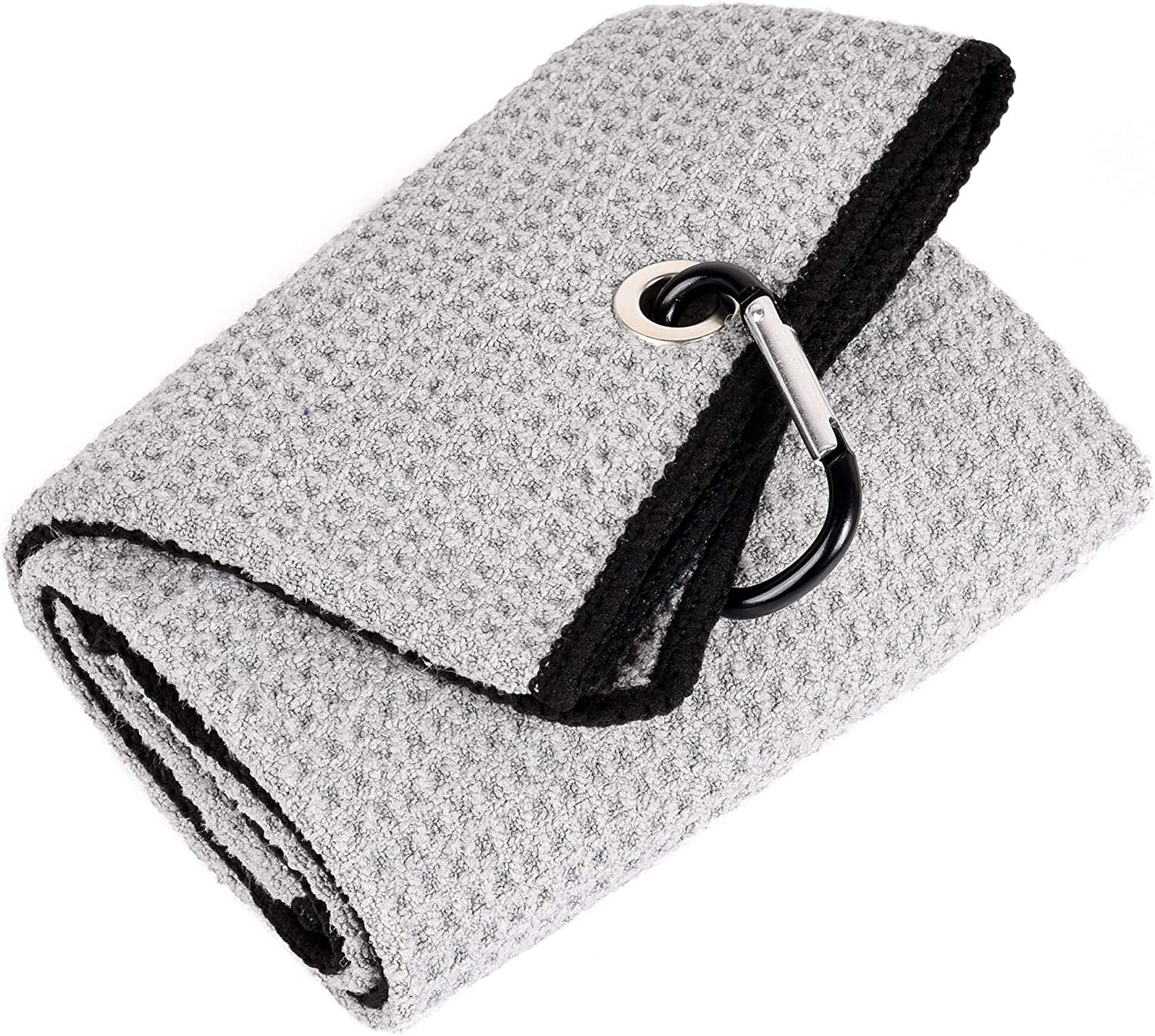 Tri-Fold Golf Towel | Premium Microfiber Fabric | Waffle Pattern | Heavy Duty Carabiner Clip | 14 Color Options