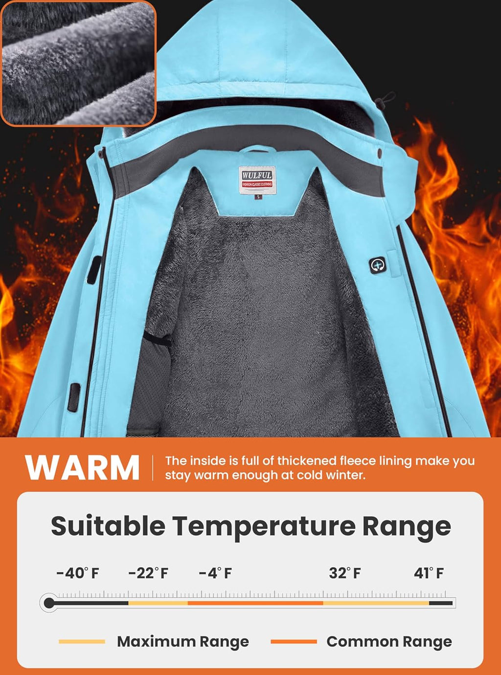 Women’S Waterproof Snow Ski Jacket Mountain Windproof Winter Coat with Detachable Hood